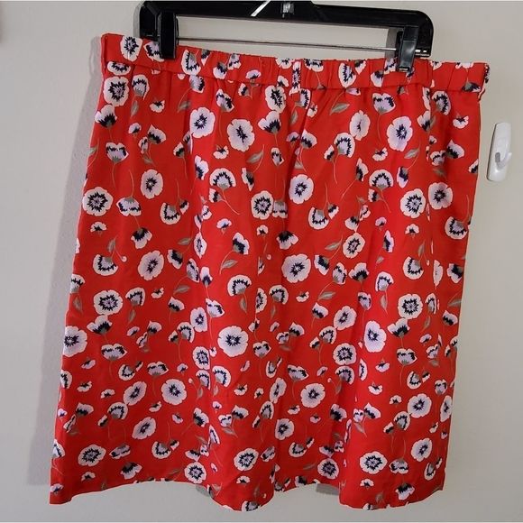 J crew linen blend floral poppy boho skirt plus XXL New - Picture 5 of 9